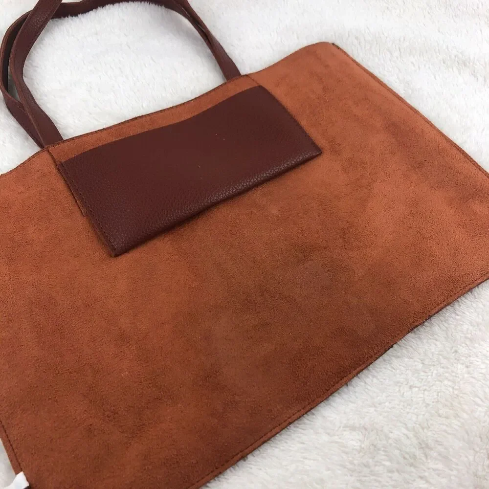 Vince Camuto Vegan Leather Brown Black Luck Tote Bag